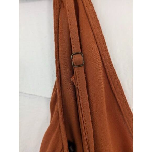 Forever 21 Women's Sz Small Spaghetti Strap V Neck Semi Sheer Romper Rust Orange - Picture 6 of 10